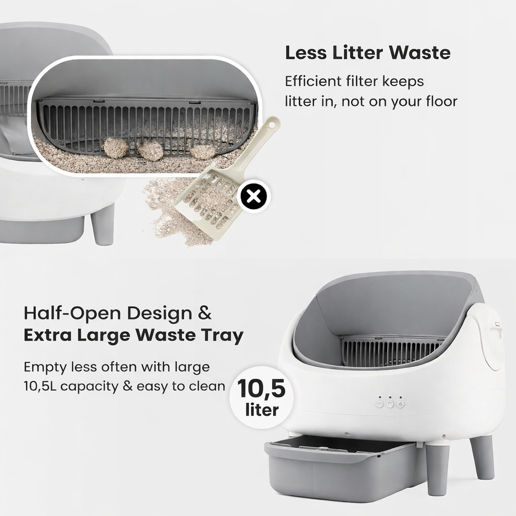 Open-Top Self Cleaning Cat Litter Box